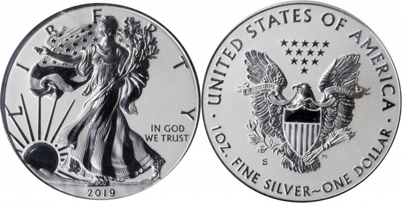 Silver Eagle

2019-S Silver Eagle. First Strike. Enhanced Reverse Proof-70 (PC...