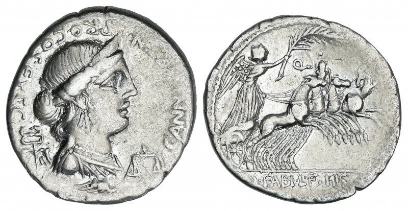 Denario. 82-81 a.C. ANNIA. C. Annius y Lucius Fabius. HISPANIA. Anv.: C.ANNI T. ...