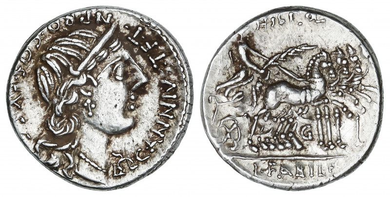 Denario. 82-81 a.C. ANNIA. C. Annius y Lucius Fabius. HISPANIA. Anv.: C. ANNIVS ...