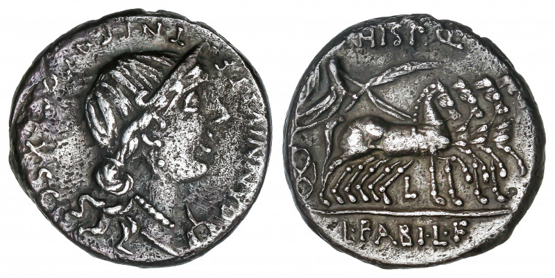 Denario. 82-81 a.C. ANNIA. C. Annius y Lucius Fabius. HISPANIA. Anv.: C. ANNIVS ...