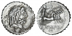 Denario. 83-82 a.C. ANTONIA. Q. Antonius Balbus. Anv.: S.C. Cabeza laureada de Júpiter a derecha, debajo del cuello V. 3,54 grs. AR. (Leves oxidacione...