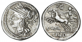 Denario. 104 a.C. COELIA o COILIA. C. Coelius Caldus. Rev.: Victoria en biga a izquierda, encima.G debajo C. COIL / CALD. 3,82 grs. AR. (Raya en anver...