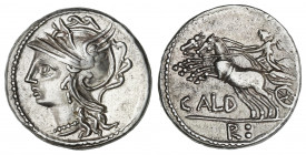 Denario. 104 a.C. COELIA o COILIA. C. Coelius Caldus. Rev.: Victoria en biga a izquierda, debajo R: y leyenda CALD. 3,95 grs. AR. Pleno brillo origina...