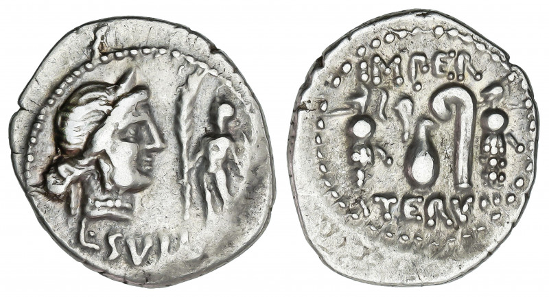 Denario. 84-83 a.C. CORNELIA. l. Corneliius Sylla Felix, Imperator. Anv.: L. SVL...