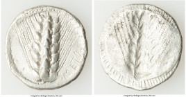 LUCANIA. Metapontum. Ca. 510-470 BC. AR stater (25mm, 6.35 gm, 12h). VF, crystalized. META, barley ear of seven grains; guilloche border on raised rim...