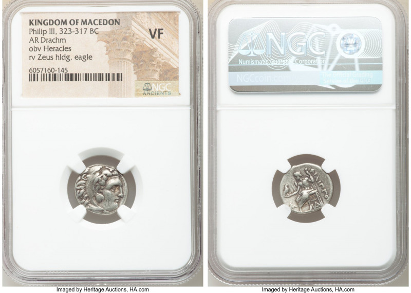 MACEDONIAN KINGDOM. Philip III Arrhidaeus (323-317 BC). AR drachm (16mm, 1h). NG...