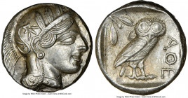 ATTICA. Athens. Ca. 440-404 BC. AR tetradrachm (24mm, 17.20 gm, 4h). NGC Choice AU 5/5 - 4/5. Mid-mass coinage issue. Head of Athena right, wearing cr...