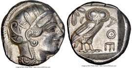 ATTICA. Athens. Ca. 440-404 BC. AR tetradrachm (25mm, 17.19 gm, 6h). NGC AU 5/5 - 4/5. Mid-mass coinage issue. Head of Athena right, wearing crested A...
