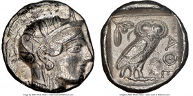 ATTICA. Athens. Ca. 440-404 BC. AR tetradrachm (25mm, 17.15 gm, 1h). NGC Choice XF 5/5 - 4/5. Mid-mass coinage issue. Head of Athena right, wearing cr...