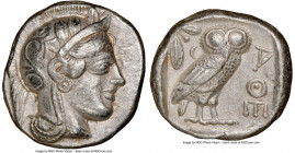 ATTICA. Athens. Ca. 440-404 BC. AR tetradrachm (24mm, 17.17 gm, 8h). NGC Choice XF 5/5 - 3/5. Mid-mass coinage issue. Head of Athena right, wearing cr...