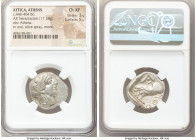 ATTICA. Athens. Ca. 440-404 BC. AR tetradrachm (25mm, 17.18 gm, 12h). NGC Choice XF 3/5 - 5/5. Mid-mass coinage issue. Head of Athena right, wearing c...