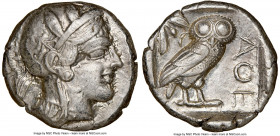 ATTICA. Athens. Ca. 440-404 BC. AR tetradrachm (24mm, 17.12 gm, 10h). NGC XF 4/5 - 4/5. Mid-mass coinage issue. Head of Athena right, wearing crested ...