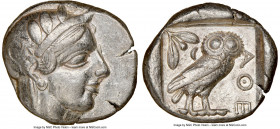 ATTICA. Athens. Ca. 440-404 BC. AR tetradrachm (25mm, 17.17 gm, 6h). NGC XF 4/5 - 3/5. Mid-mass coinage issue. Head of Athena right, wearing crested A...