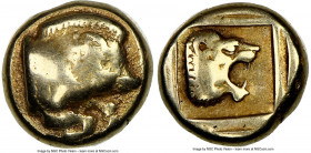LESBOS. Mytilene. Ca. 454-427 BC. EL sixth-stater or hecte (11mm, 2.51 gm, 9h). NGC Fine 5/5 - 4/5. Forepart of boar right / Head of lion right within...
