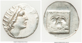 CARIAN ISLANDS. Rhodes. Ca. 88-84 BC. AR drachm (15mm, 2.19 gm, 11h). AU. Plinthophoric standard, Lysimachus, magistrate. Radiate head of Helios right...