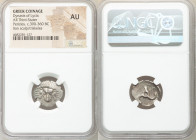 LYCIAN DYNASTS. Pericles (ca. 390-360 BC). AR third-stater (18mm, 6h). NGC AU. Uncertain mint. Lion scalp facing Π↑P-EK-Λ↑ (Pericles in Lycian), trisk...