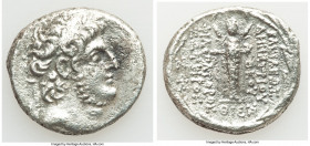 SELEUCID KINGDOM. Demetrius III (ca. 97-87 BC). AR tetradrachm (28mm, 15.40 gm, 12h). Choice VF, corroded, brushed. Damascus, dated Seleucid Era 219 (...