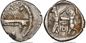 PHOENICIA. Sidon. 'Abd 'ashtart I (ca. 365-352 BC). AR 1/16 shekel (10mm, 12h). NGC Choice VF, edge cuts. Dated Year 12 (ca. 354/3 BC). Galley to left...