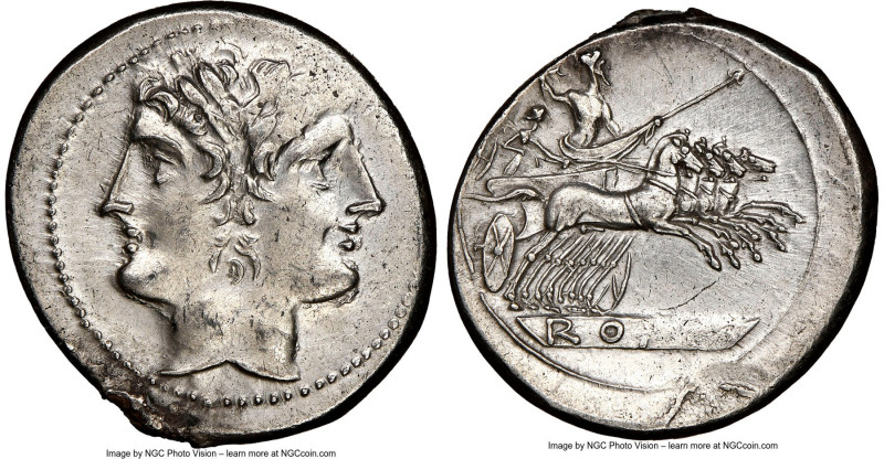 Anonymous. Ca. 225-214/2 BC. AR didrachm or quadrigatus (23mm, 6.78 gm, 5h). NGC...
