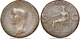 Caligula (AD 37-41). AE as (27mm, 12.00 gm, 6h). NGC Choice Fine 4/5 - 2/5, edge marks. Rome, 37-38 AD. C CAESAR AVG GERMANICVS PON M TR POT, bare hea...