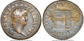 Nero (AD 54-68). AE as (28mm, 10.43 gm, 6h). NGC VF 5/5 - 1/5, scuffs, edge marks. Rome, AD 65. NERO CAESAR AVG GERM IMP, laureate head of Nero right ...