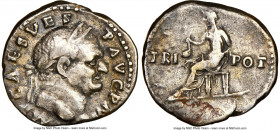 Vespasian (AD 69-79). AR denarius (18mm, 3.54 gm, 6h). NGC VF 4/5 - 3/5. Rome, AD 72-73. IMP CAES VESP-AVG P M COS IIII, laureate head of Vespasian ri...