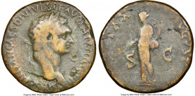 Domitian, as Caesar (AD 81-96). AE sestertius (33mm, 23.29 gm, 6h). NGC Fine 4/5 - 3/5, edge marks. Uncertain Eastern Mint (Thrace?), AD 81. IMP DOMIT...