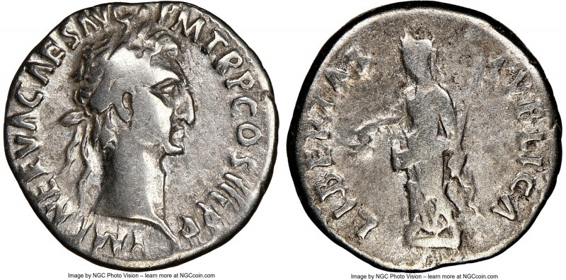 Nerva (AD 96-98). AR denarius (17mm, 6h). NGC Fine. Rome, AD 97. IMP NERVA CAES ...