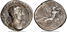 Hadrian (AD 117-138). AR denarius (19mm, 6h). NGC Choice Fine. Rome, late AD 121-123. IMP CAESAR TRAIAN HADRIANVS AVG, laureate head of Hadrian right ...