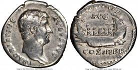 Hadrian (AD 117-138). AR denarius (18mm, 1h). NGC Fine. Rome, ca. AD 129-130. HADRIANVS AVGVSTVS, bare head of Hadrian right / FELICITATI / AVG / COS ...