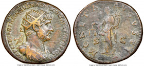 Hadrian (AD 117-138). AE dupondius (28mm, 13.19 gm, 6h). NGC Choice VF 5/5 - 2/5, marks, smoothing. Rome, ca. late AD 120-121. IMP CAESAR TRAIANVS HAD...