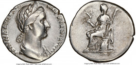 Sabina (AD 128-136/7). AR denarius (18mm, 7h). NGC VF, Fine Style, brushed. Rome, AD 128-129. SABINA AVGVSTA-HADRIANI AVG P P, laureate, diademed, dra...