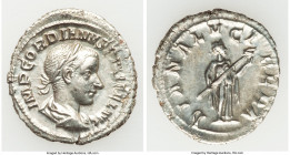 Gordian III (AD 238-244). AR denarius (21mm, 2.76 gm, 6h). AU. Rome, summer AD 241. IMP GORDIANVS PIVS FEL AVG, laureate, draped, and cuirassed bust o...