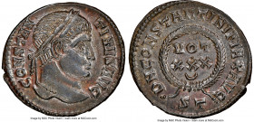 Constantine I the Great (AD 307-337). AE3 or BI nummus (19mm, 11h). NGC MS. Ticinum, 2nd officina, AD 325. CONSTAN-TINVS AVG, plain diademed head of C...