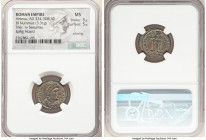 Helena (AD 324-328/30). AE3 or BI nummus (19mm, 3.31 gm, 6h). NGC MS 5/5 - 5/5, Silvering. Trier, 2nd officina, ca. AD 327-328. FL HELENA-AVGVSTA, pla...