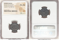 Licinius I (AD 308-324). BI follis or reduced nummus (20mm, 5h). NGC Choice AU. Trier, 2nd officina, AD 316. IMP LICINIVS P F AVG, laureate, draped, a...