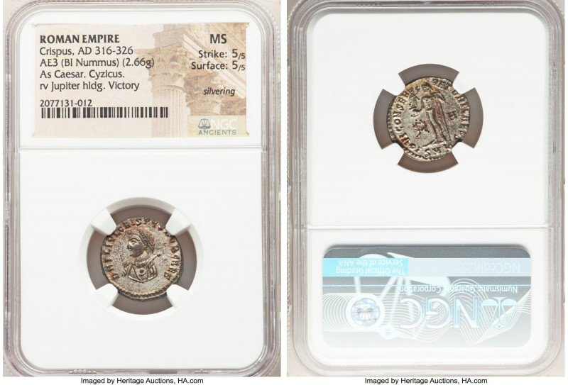 Crispus (AD 316-326). AE3 or BI nummus (19mm, 2.66 gm, 5h). NGC MS 5/5 - 5/5, Si...