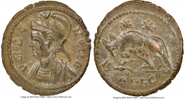 Constantinople Commemorative (ca. AD 330-340). AE3 or BI nummus (19mm, 11h). NGC Choice AU. Lugdunum, 1st officina, AD 330-331, struck under Constanti...