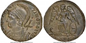 Constantinople Commemorative (ca. AD 330-340). AE3 or BI nummus (17mm, 12h). NGC MS. Siscia, 2nd officina, AD 332-333, struck under Constantine I to c...