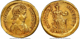 Valentinian II, Western Roman Empire (AD 375-392). AV solidus (20mm, 4.47 gm, 12h). NGC Choice AU 5/5 - 3/5, brushed. Constantinople, 5th officina, AD...