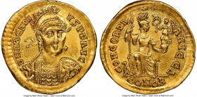 Arcadius, Eastern Roman Empire (AD 383-408). AV solidus (20mm, 4.44 gm, 6h). NGC AU 5/5 - 3/5, brushed. Constantinople, 6th officina, ca. AD 397-402. ...