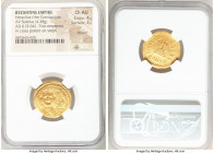 Heraclius (AD 610-641), with Heraclius Constantine. AV solidus (21mm, 4.38 gm, 7h). NGC Choice AU 4/5 - 3/5, clipped. Constantinople, 5th officina, ca...