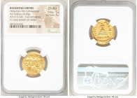 Heraclius (AD 610-641), with Heraclius Constantine. AV solidus (21mm, 4.43 gm, 6h). NGC Choice AU 5/5 - 4/5. Constantinople, 3rd officina, AD 629-631....