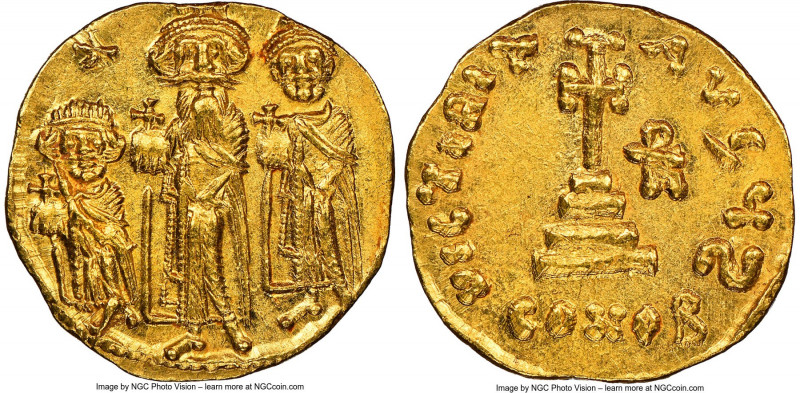 Heraclius (AD 610-641), with Heraclius Constantine and Heraclonas. AV solidus (2...