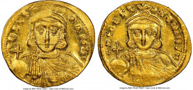 Leo III the Isaurian (AD 717-741), with Constantine V. AV solidus (21mm, 4.47 gm, 6h). NGC MS 4/5 - 3/5, edge bend, brushed. Constantinople, 7th offic...