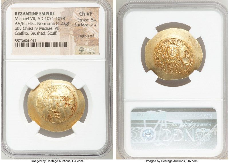 Michael VII Ducas (AD 1071-1078). AV/EL histamenon nomisma scyphate (30mm, 4.22 ...