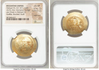 Michael VII Ducas (AD 1071-1078). AV/EL histamenon nomisma scyphate (30mm, 4.22 gm, 6h). NGC Choice VF 5/5 - 2/5, edge bend, graffito, brushed, scuff....