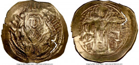 Andronicus II Palaeologus (AD 1282-1328), with Michael IX. EL hyperpyron (26mm, 6h). NGC (photo-certificate) AU. Constantinople, ca. AD 1303-1320. Hal...