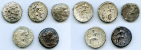 ANCIENT LOTS. Greek. Macedonian Kingdom. Ca. 4th-3rd centuries. Lot of five (5) AR tetradrachms. Fine-VF. Includes: (5) Mixed rulers, Zeus seated reve...