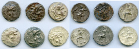 ANCIENT LOTS. Greek. Macedonian Kingdom. Ca. 4th-3rd centuries. Lot of six (6) AR tetradrachms. Fine-VF. Includes: (6) Mixed rulers, Zeus seated rever...